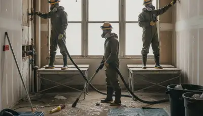 Bakersfield, CA water damage team cleaning up burst pipe damage in a home