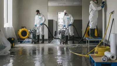 24/7 water removal crew in Bakersfield, CA restoring a flooded home after a leak