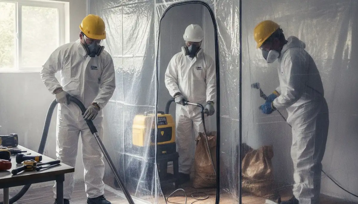 Mold removal technician inspecting moisture damage in Bakersfield, CA home