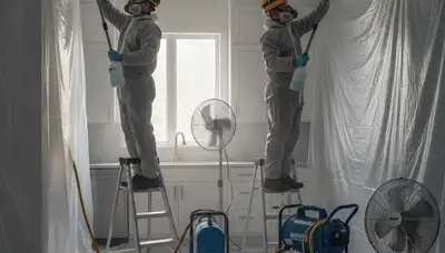 Bakersfield, CA water damage technicians removing odor from a moisture-damaged home after cleanup