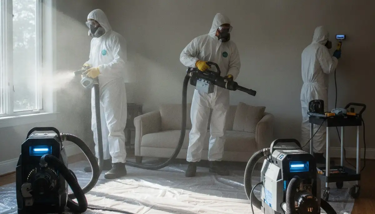 Bakersfield, CA water damage restoration team removing odor from a home after moisture damage
